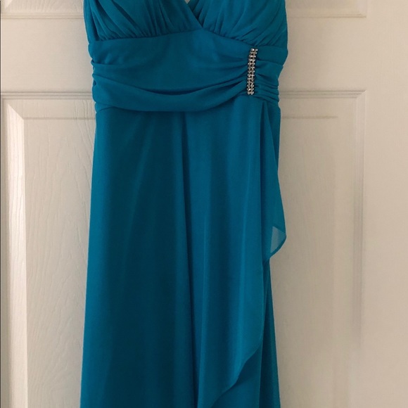 Flowy Teal Cocktail Dress - Picture 4 of 8
